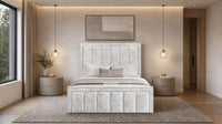 Crushed Velvet White - Belgravia Regent Luxury Panelled Ottoman Storage Bed