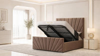 Naples Mink - Riviera Fan Luxury Sculpted Ottoman Storage Bed