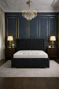 Naples Charcoal - Monaco Royale Luxury Fan-Panel Upholstered Bed Frame