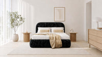Crushed Velvet Black - Ellington Curve Luxury Upholstered Ottoman Storage Bed