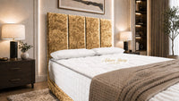 Crushed Velvet Gold - Kensington Grande Luxury Divan Bed – Premium Upholstered Bed Frame with Tall Vertical Panel Headboard