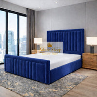 Plush Velvet Sapphire - Milano Grand Luxury Channel-Tufted Upholstered Bed Frame
