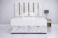 Crushed Velvet White - Celestine Luxe Ottoman Divan Bed Frame – Luxury Panelled Upholstered Bed