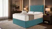 Plush Velvet Teal - Aurelia Luxury Sunburst Divan Bed – Designer Upholstered Bed Frame