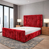 Crushed Velvet Red - Milano Grand Luxury Channel-Tufted Upholstered Bed Frame