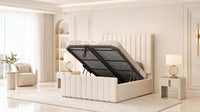 Naples Cream - Langham Column Luxury Panelled Ottoman Storage Bed