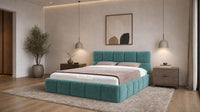 Plush Velvet Teal - Aurelius Cloud Luxury Upholstered Ottoman Storage Bed