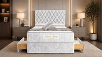 Crushed Velvet White - Regency Diamond Luxury Divan Bed – Deep Button-Tufted Headboard with Premium Upholstered Frame & Storage