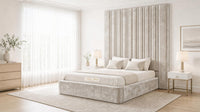 Crushed Velvet Champagne - Grosvenor Grand Channel Luxury Ottoman Storage Bed