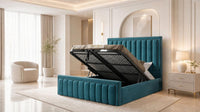 Plush Velvet Teal - Buckingham Tailored Luxury Panelled Ottoman Storage Bed
