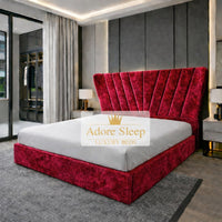 Crushed Velvet Red - Aurelia Fancrest Luxury Upholstered Bed