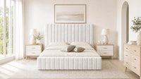 Crushed Velvet White - Carlton Channel Luxury Ottoman Storage Bed