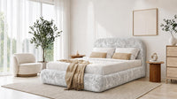 Crushed Velvet White - Ellington Curve Luxury Upholstered Ottoman Storage Bed