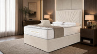 Naples Cream - Aurelia Luxury Sunburst Divan Bed – Designer Upholstered Bed Frame
