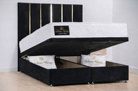 Plush Velvet Black - Verona Luxe Ottoman Divan Storage Bed Frame – Luxury Upholstered Bed with Lift-Up Storage