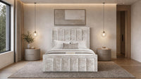 Crushed Velvet Champagne - Belgravia Regent Luxury Panelled Ottoman Storage Bed