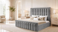 Plush Velvet Steel - Buckingham Tailored Luxury Panelled Ottoman Storage Bed