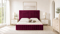 Crushed Velvet Aubergine - Carlton Channel Luxury Ottoman Storage Bed