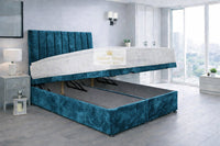 Crushed Velvet Teal - Regency Lined Panel Luxury Solid Ottoman Storage Bed Frame