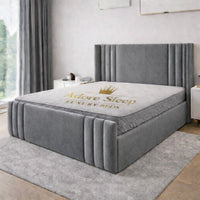 Plush Velvet Grey - Astoria Luxe Luxury Vertical Panelled Upholstered Bed Frame