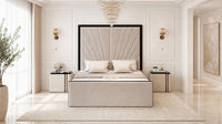 Naples Beige - Gatsby Sunray Luxury Art Deco Upholstered Bed Frame