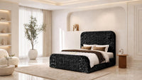 Crushed Velvet Black - Beaumont Arc Luxury Ribbed Ottoman Storage Bed