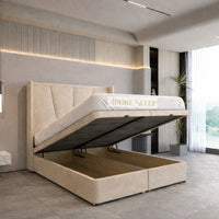Naples Sand - Valençay Flared Sunburst Wingback Bed | Luxury Divan Ottoman Upholstered Bed Frame