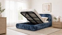 Crushed Velvet Denim Blue - Ellington Curve Luxury Upholstered Ottoman Storage Bed