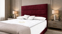 Plush Velvet Maroon - Monaco Luxe Luxury Divan Bed – Premium Upholstered Panelled Headboard with Storage