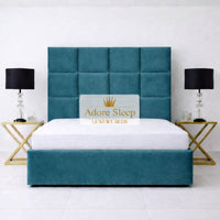 Plush Velvet Teal - Kensington Royale Luxury Ottoman Divan Storage Bed Frame – Premium Panelled Headboard