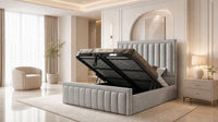 Plush Velvet Silver - Buckingham Tailored Luxury Panelled Ottoman Storage Bed