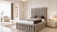 Crushed Velvet Mink - Dorchester Wraparound Luxury Channelled Ottoman Storage Bed