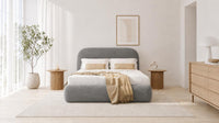 Plush Velvet Grey - Ellington Curve Luxury Upholstered Ottoman Storage Bed