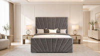 Naples Slate Grey - Riviera Fan Luxury Sculpted Ottoman Storage Bed