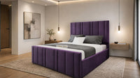 Naples Purple - Valentina Linear Luxury Upholstered Bed Frame