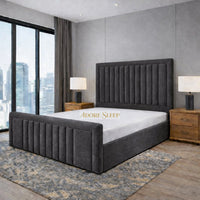 Naples Slate Grey - Milano Grand Luxury Channel-Tufted Upholstered Bed Frame