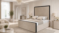 Naples Sand - Gatsby Sunray Luxury Art Deco Upholstered Bed Frame