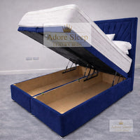 Plush Velvet Sapphire - Aurelia Regent Luxury Upholstered Ottoman Divan Bed Frame with Storage