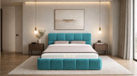 Plush Velvet Teal - Aurelius Cloud Luxury Upholstered Ottoman Storage Bed