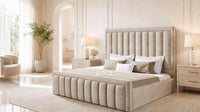 Naples Beige - Buckingham Tailored Luxury Panelled Ottoman Storage Bed