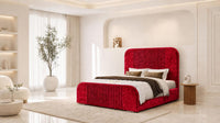 Crushed Velvet Red - Beaumont Arc Luxury Ribbed Ottoman Storage Bed
