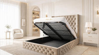 Naples Beige - Claridge Chesterfield Luxury Deep-Button Ottoman Storage Bed