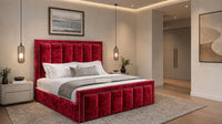 Crushed Velvet Red - Belgravia Regent Luxury Panelled Ottoman Storage Bed