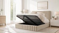 Naples Beige - Carlton Channel Luxury Ottoman Storage Bed