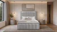 Plush Velvet Silver - Belgravia Regent Luxury Panelled Ottoman Storage Bed