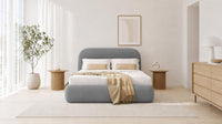 Plush Velvet Steel - Ellington Curve Luxury Upholstered Ottoman Storage Bed