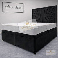 Plush Velvet Black - Aurelia Regent Luxury Upholstered Ottoman Divan Bed Frame with Storage