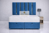 Naples Blue - Celestine Luxe Ottoman Divan Bed Frame – Luxury Panelled Upholstered Bed