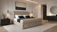 Naples Beige - Windsor Chesterfield Luxury Scroll Bed Frame