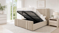 Naples Sand - Savoy Ribbed Luxury Ottoman Storage Bed